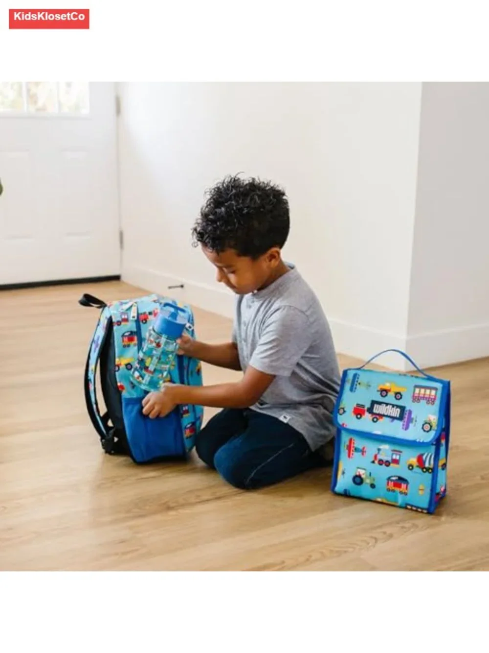 15 Inch Backpack for Kids, Trains, Planes, Trucks, Ages 5-10, Padded Straps